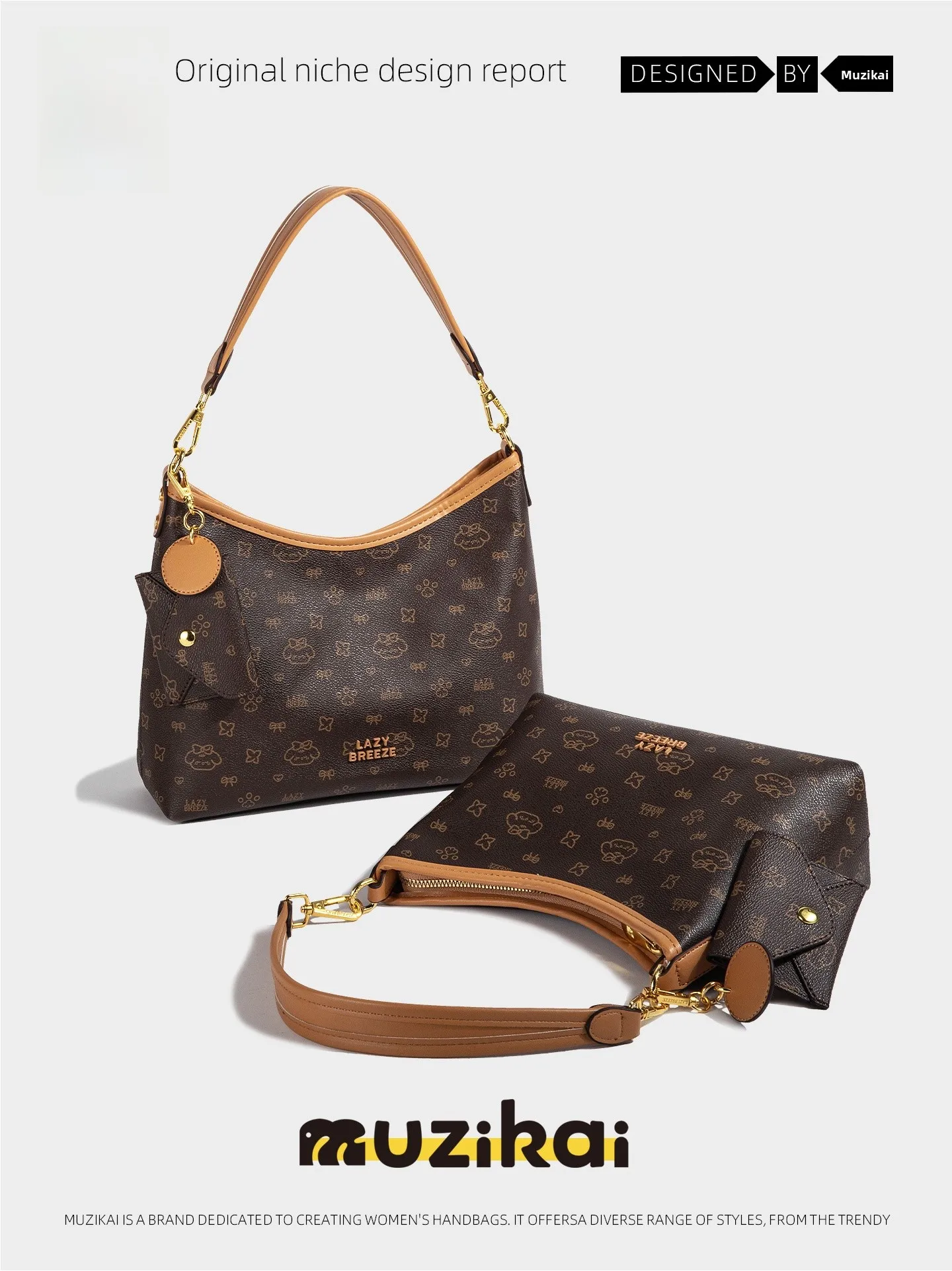 

MuziKai Luxury Underarm Commuter Bag Women's Stylish Shoulder Handbag British Style Zipper Closure Soft Leather Tote Bag