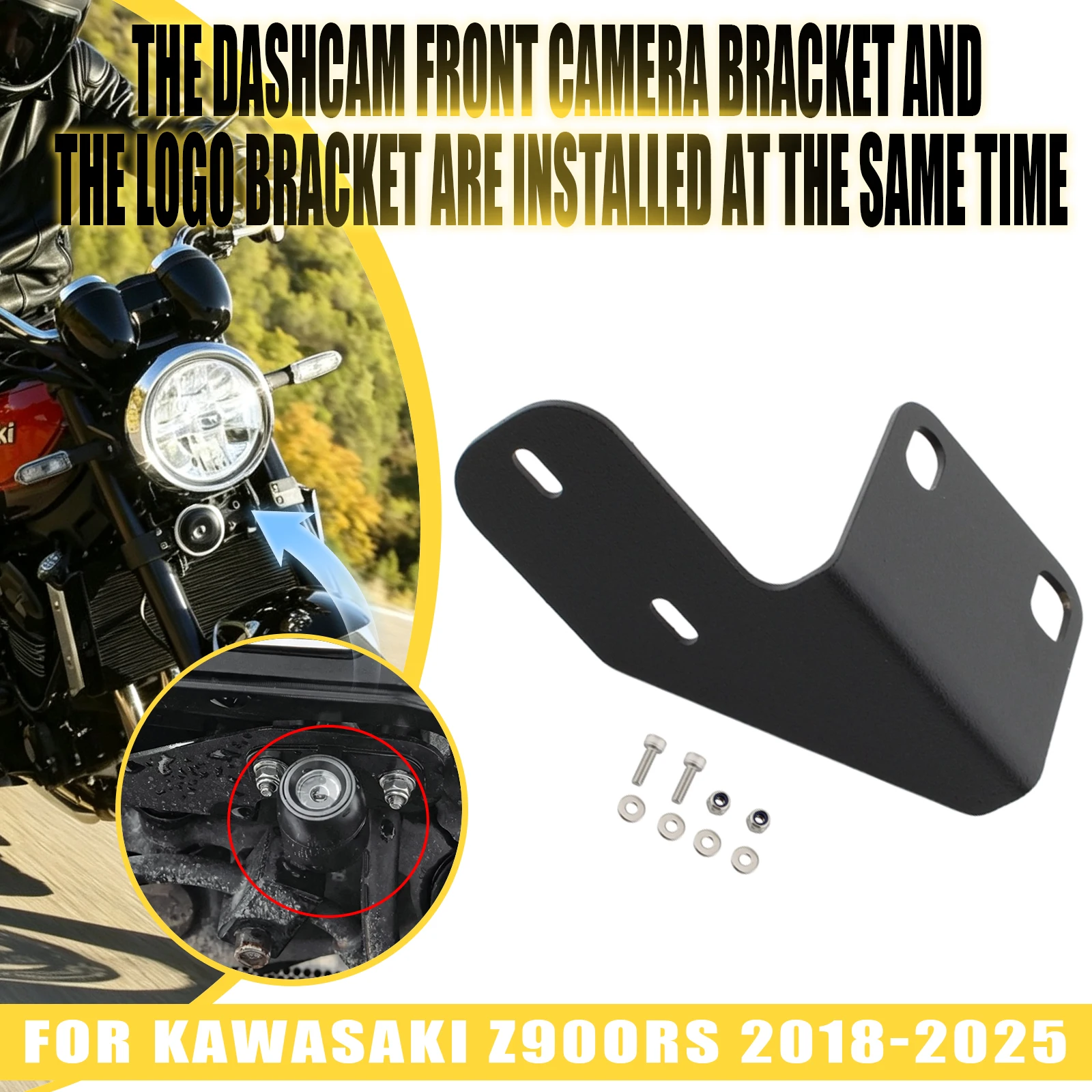 For Kawasaki Z900RS 2018-2025 Accessories Motorcycle Dashcam Bracket Stainless Steel Dashcam Bracket Navigation Bracket view 2
