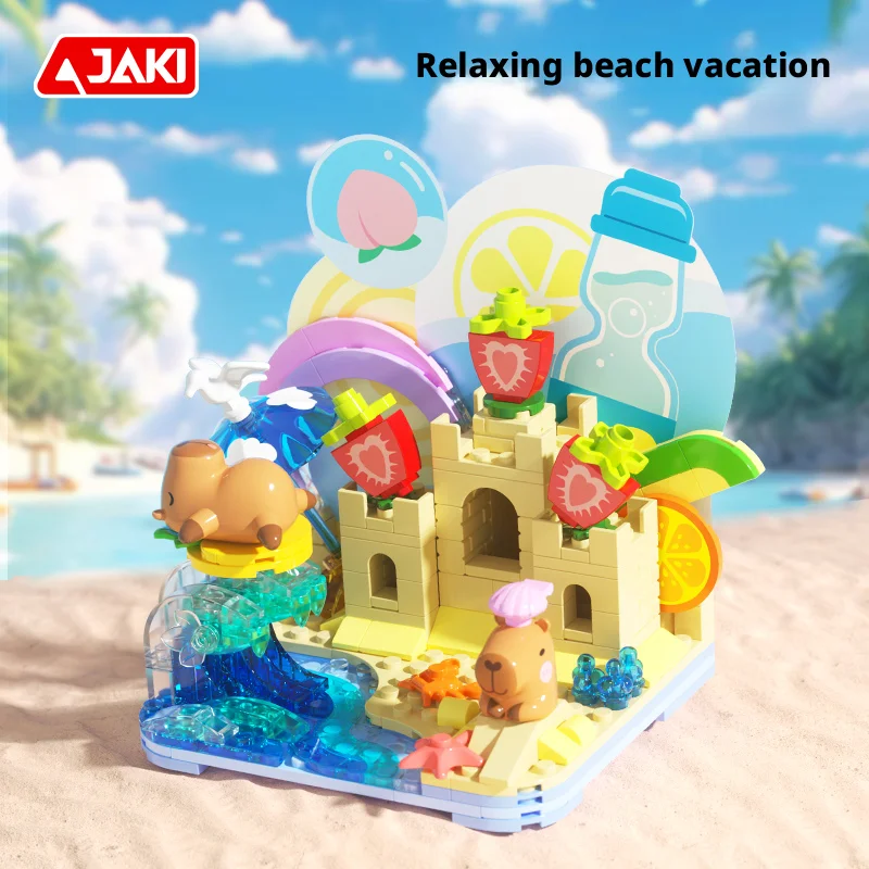 JAKI Capybara Building Blocks Toy Cute Animal Camping Scene Brick Mini Figure Landscape Desktop Decoration Girl Birthday Gift view 3