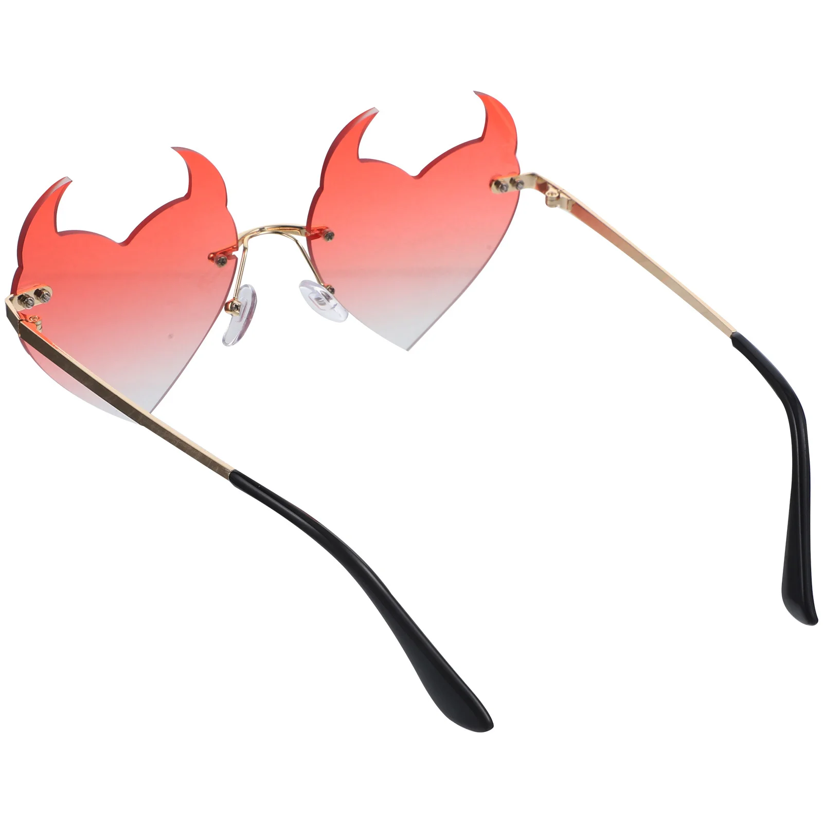 

Солнцезащитные очки без оправы в форме сердца и рога, модные безрамные очки для вечеринок на открытом воздухе, пляжа, повседневной носки, женские и мужские солнцезащитные очки без оправы