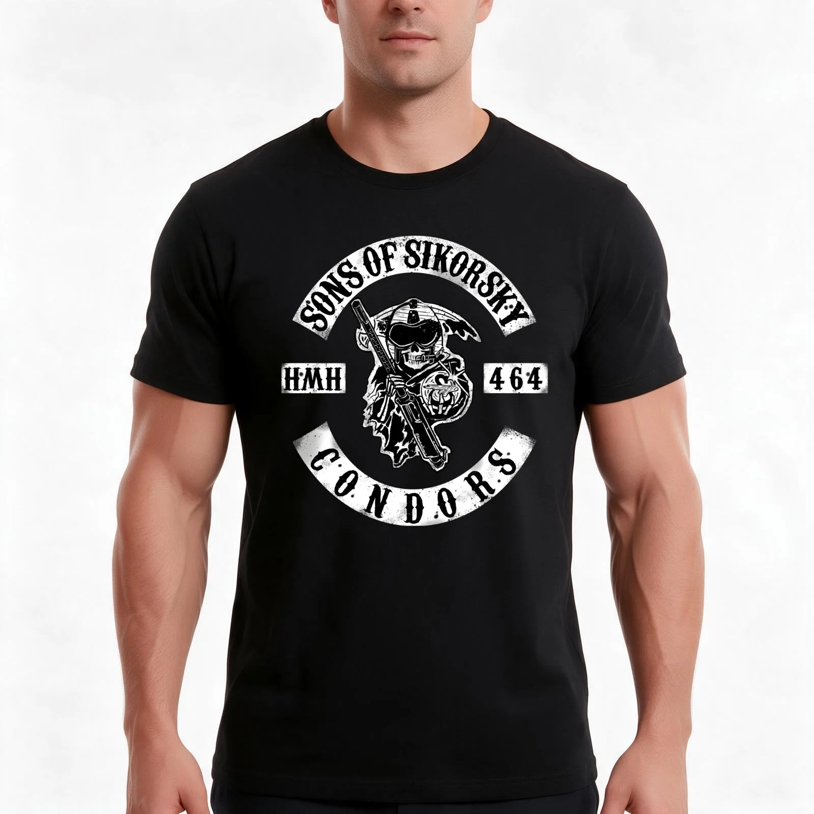 Sons of Sikorsky - Crew Chief - HMH-464 T-Shirt, Summer Casual Cotton Tee, Oversized Streetwear Tops, Vintage Graphic Print