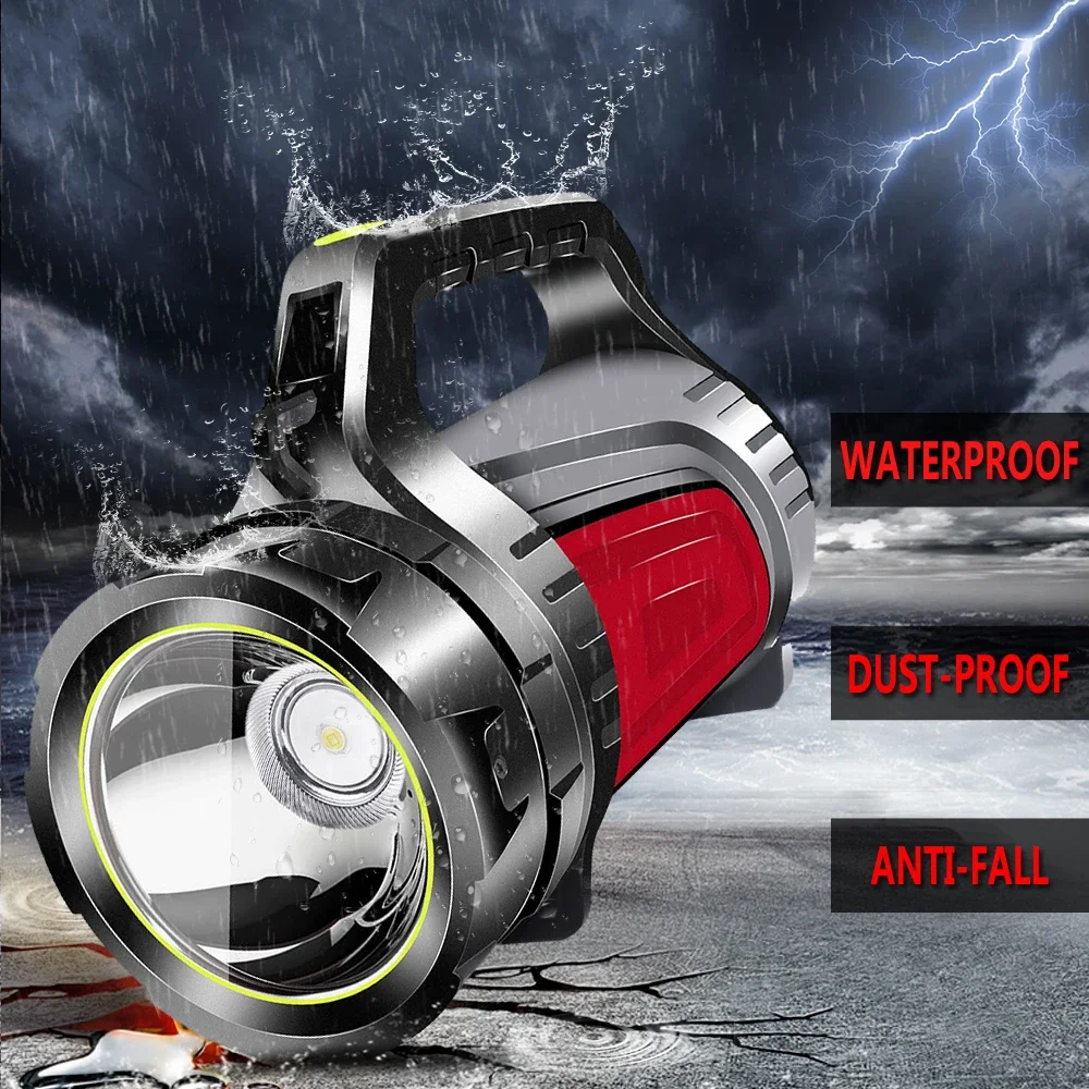LED Flashlight Powerful Searchlight USB Rechargeable Work Light Waterproof Camping Lantern Torch Spotlight Power Bank