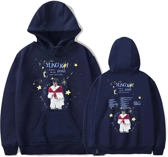 يونغ كاي 2025 زهرة القمر والنجمة جولة ميرش هوديي البلوز الشارع الشهير للجنسين الشتاء والربيع بلوفرات الموضة غير رسمية