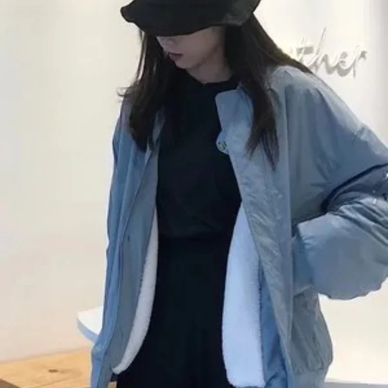 Parka Donna Inverno Solido Semplice Elegante Vintage BF Streetwear Tasche calde con cerniera Ulzzang Popolare Adolescenti Capispalla Ins Trendy