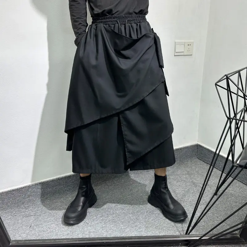 Avant-Garde Summer Dark Niche Loose Fake Two-Piece Cropped Pants High-Grade Designer Popular Japanese Culottes