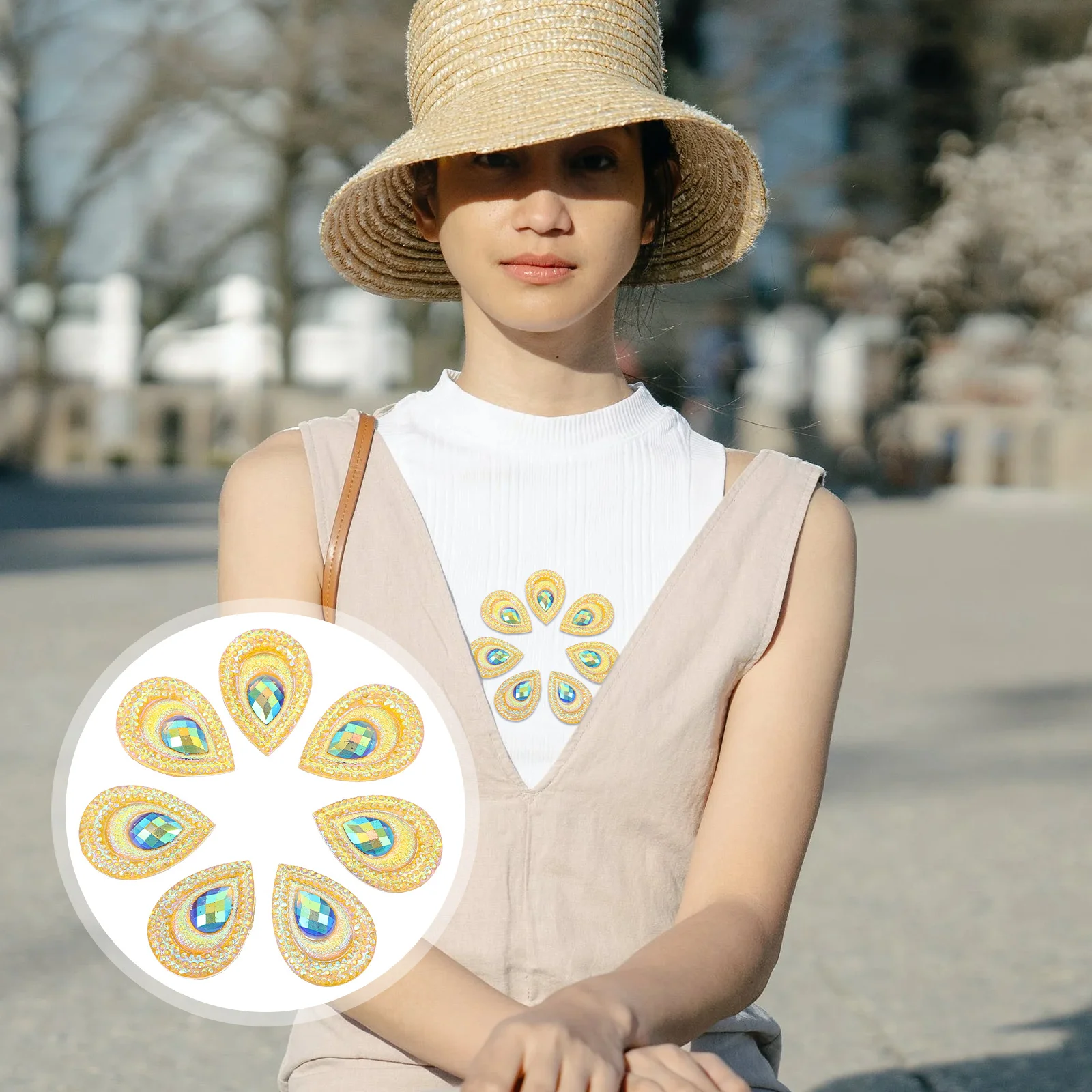 

1 Set Water Droplets Resin Patches Diy Flatback Rhinestones For Wedding Dress Decoration Peacock Beads Gems Sewing