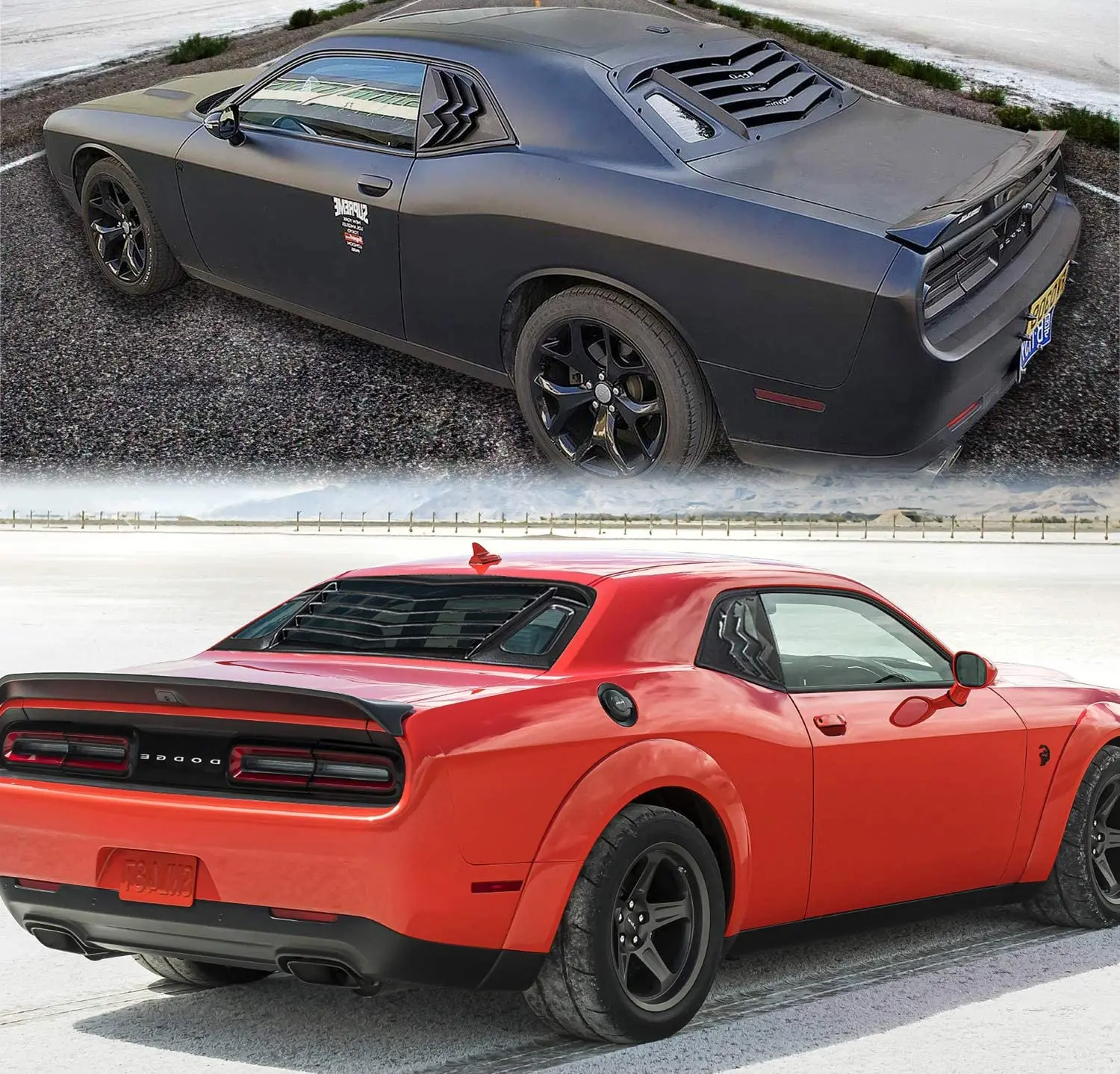 TENG MILE Rear Window Louver Fit for Dodge Challenger 2008-2021 Scoop Sun Shade Windshield Covers Matte Black ABS