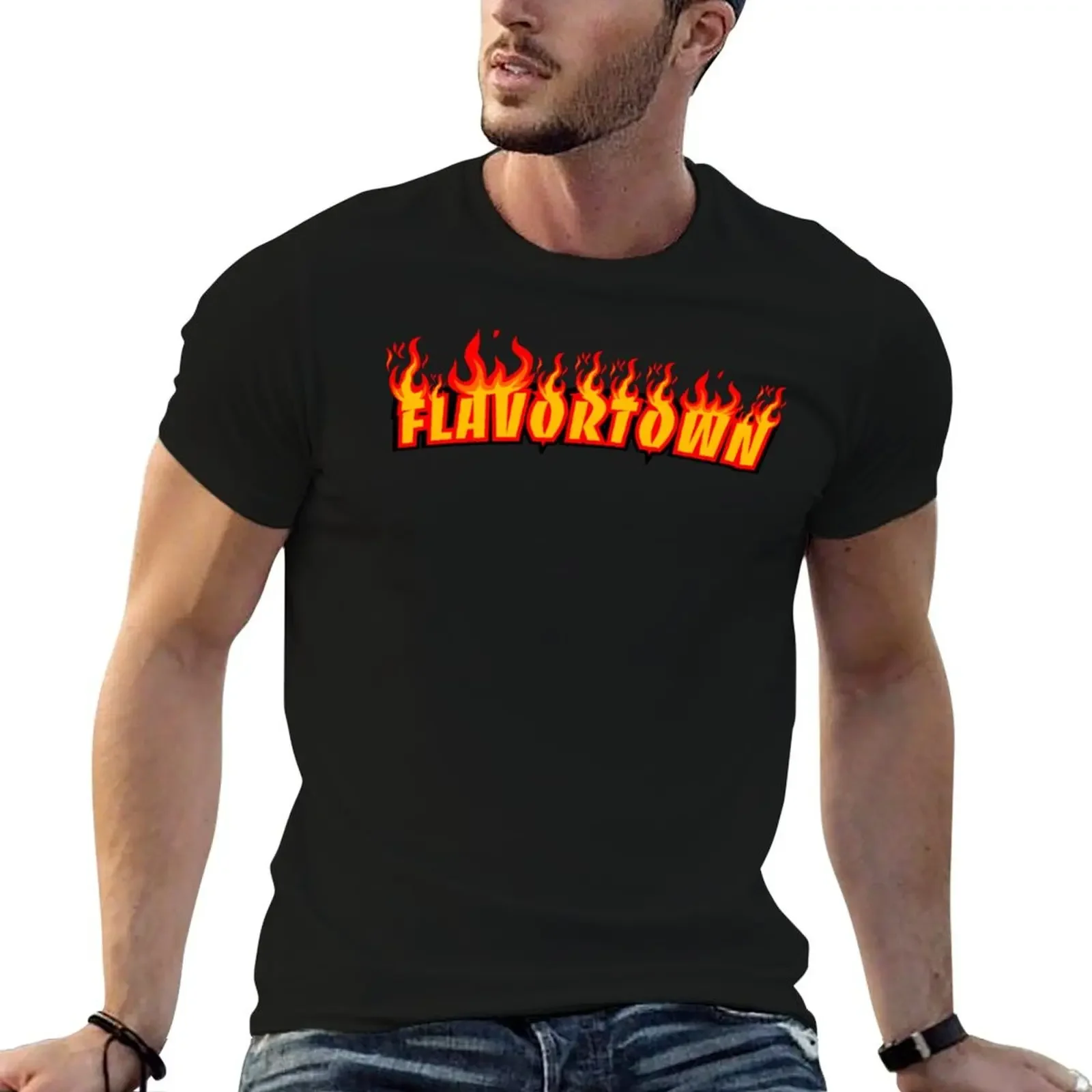 

Flavortown : Guy Fieri Flames T-Shirt basketball graphic tees customizeds summer 2025 new gifts and t-shirts mens workout shirts