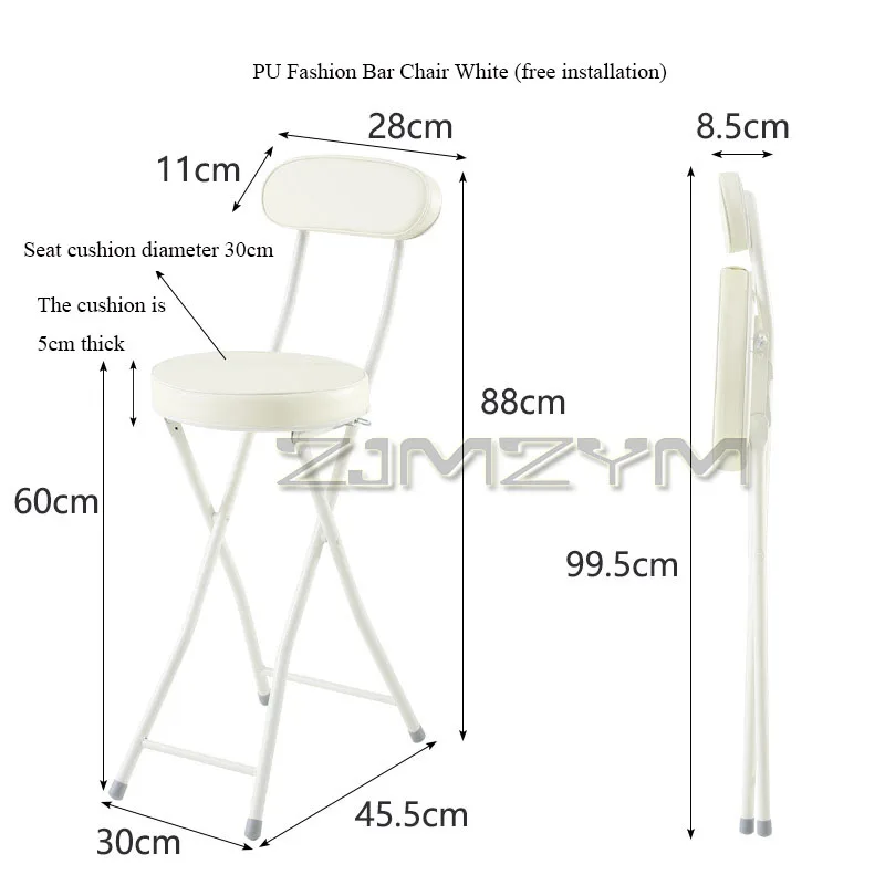 Foldable Chairs Modern Simple Bar Stool Portable Coffee Dining Chairs PU Backrest Fashion