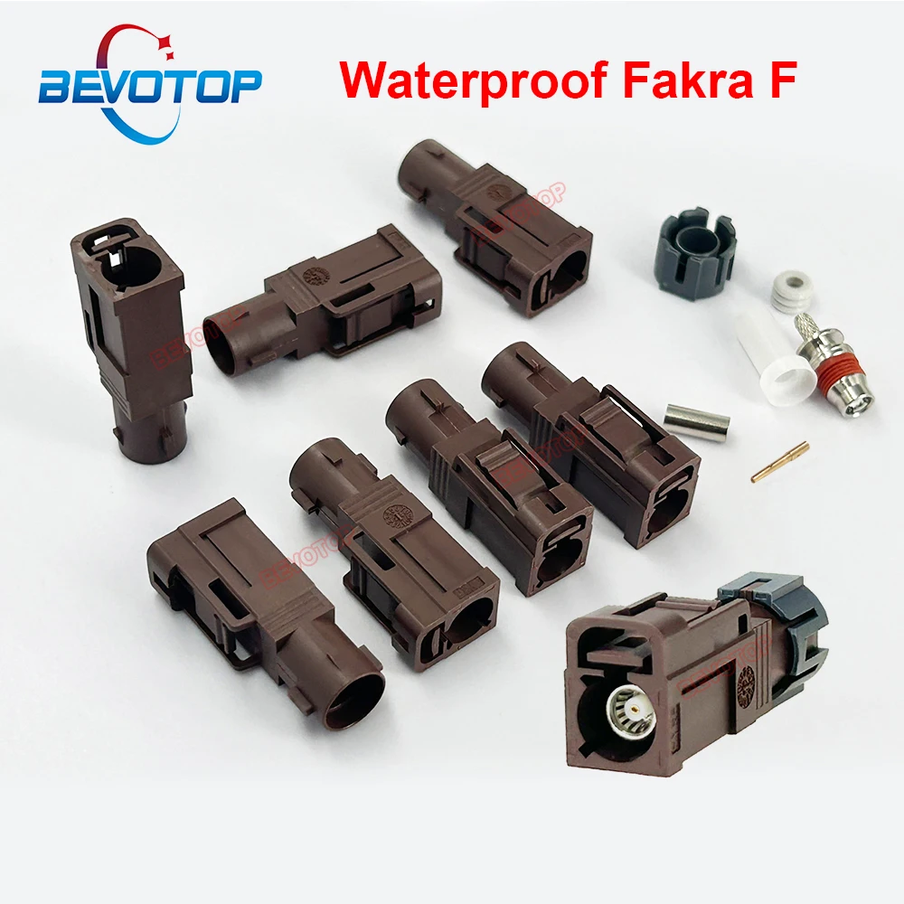 1PCS Waterproof Fakra F Connector Brown Code F Female Jack 50-1.5 RF Coaxial Wire Connector for RG174 RG316 LMR100 Cable BEVOTOP
