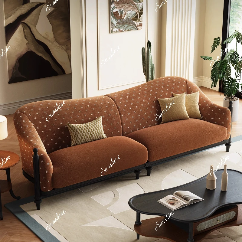 

French retro fabric sofa small apartment medieval leisure high sense
