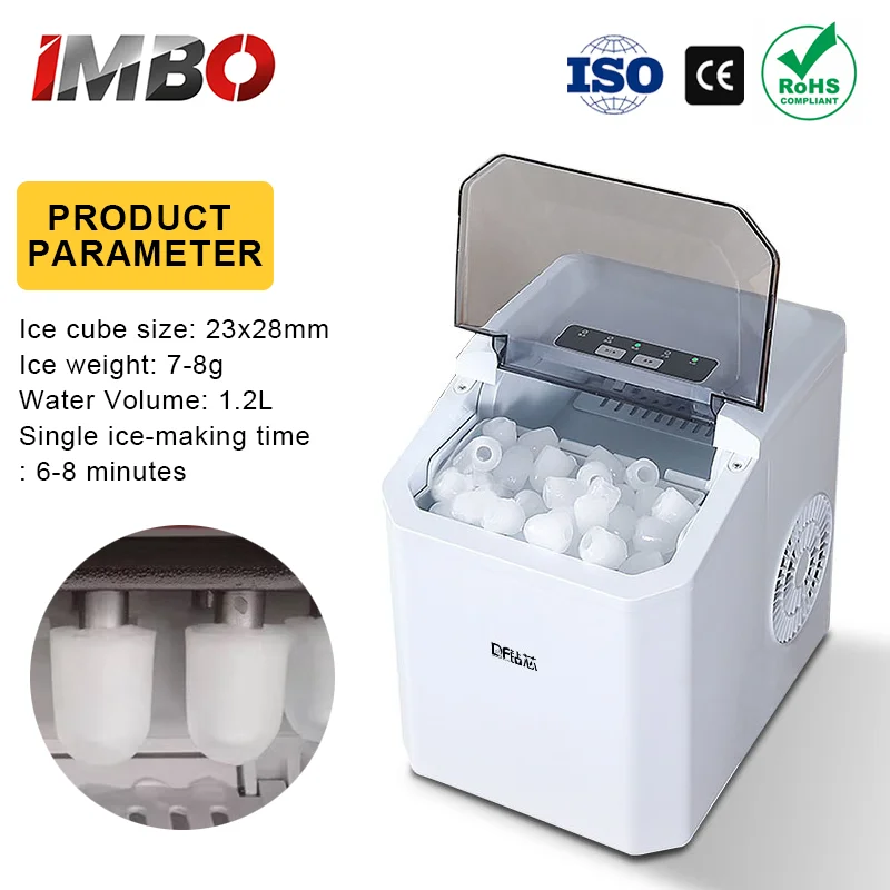 Mini Countertop Ice Maker - Portable Automatic Bullet Ice Machine for Home, Dorm & Kitchen, Compact Smart Ice Cube Maker