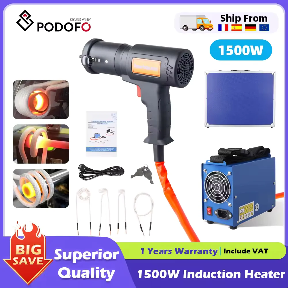 Podofo 1500W Kit de chauffage à Induction magnétique chauffage à Induction outil de réparation de voiture outil de retrait de boulon de chauffage magnétique tenu dans la main