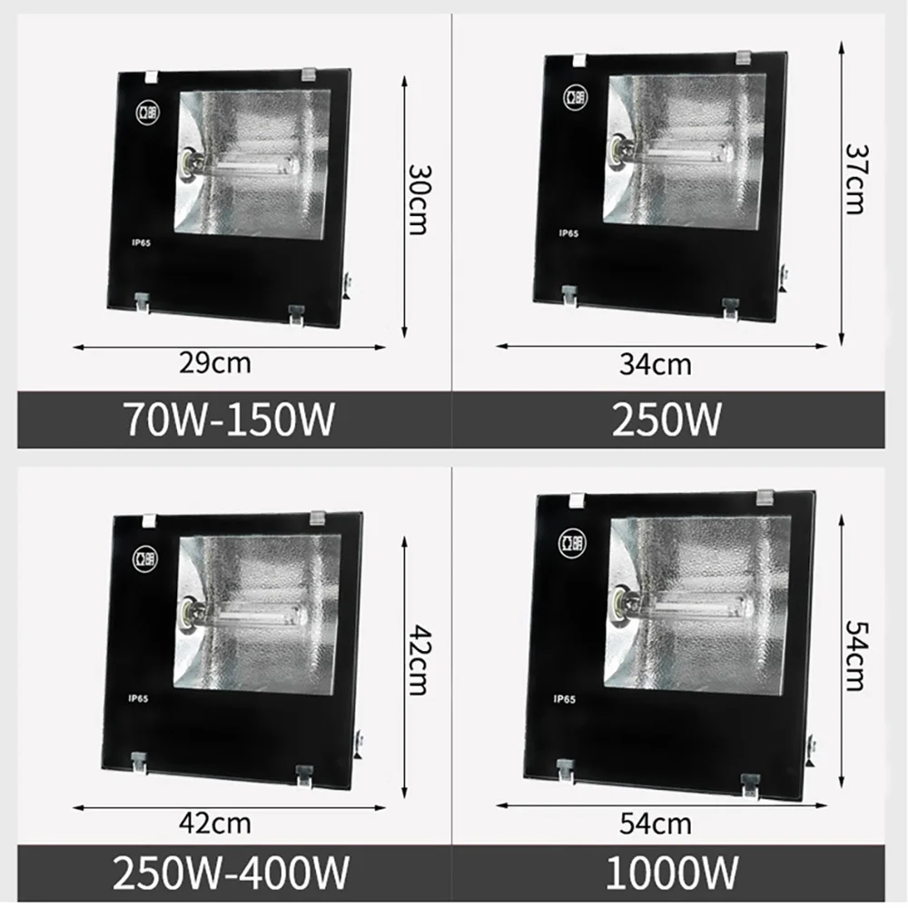 AC220V Floodlight Waterproof IP65 Outdoor Lighting 250W 1000w Metal Halide Lamp High Pressure Sodium Lamp High Power Downlight