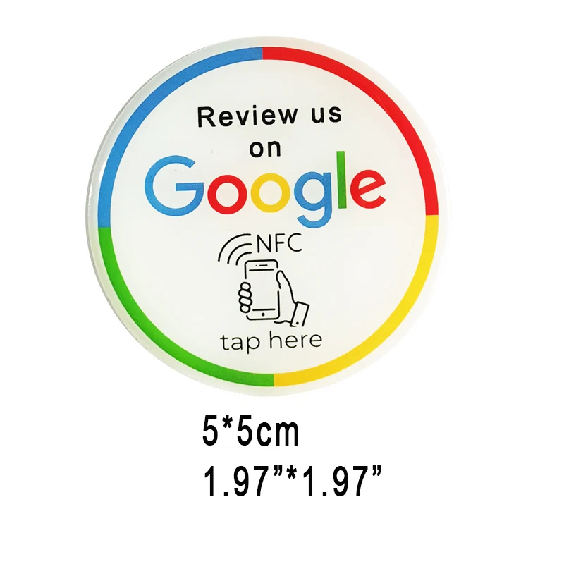 5CM Google Review Social media Waterproof NFC epoxy Tag/ Label/ Sticker for Sharing Contact information