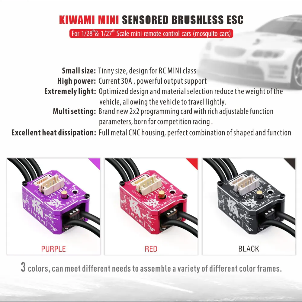 2024 newest ROCKET-RC KIWAMI MINI Sensored Brushless ESC 30A 2S For 1/28 1/27 Scale Mini Remote Control Cars Mosquito Cars