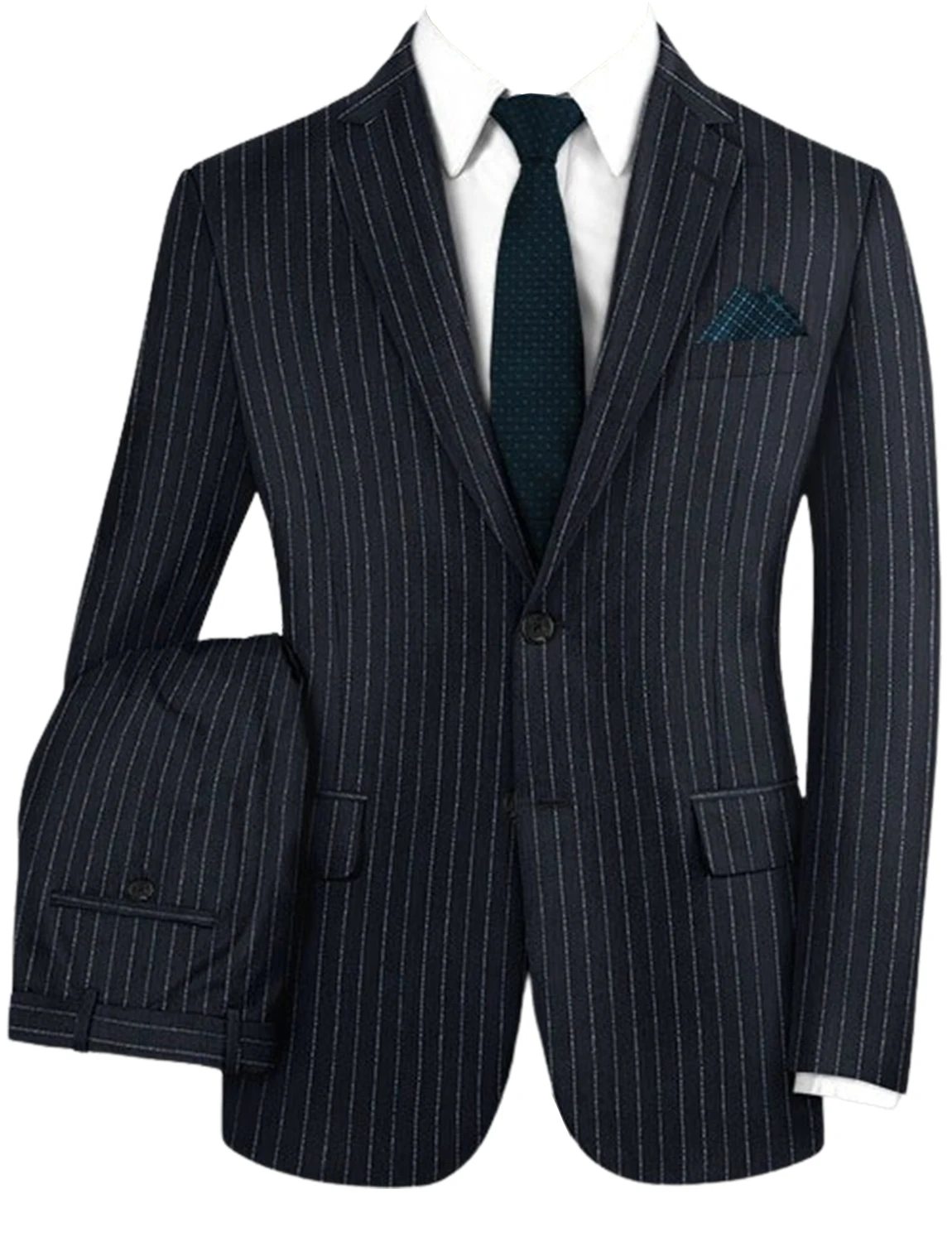 

Men's Stripe Two Pieces Suit Single Breasted Button Notch Lapel Tuxedos Jacket+Pants Set