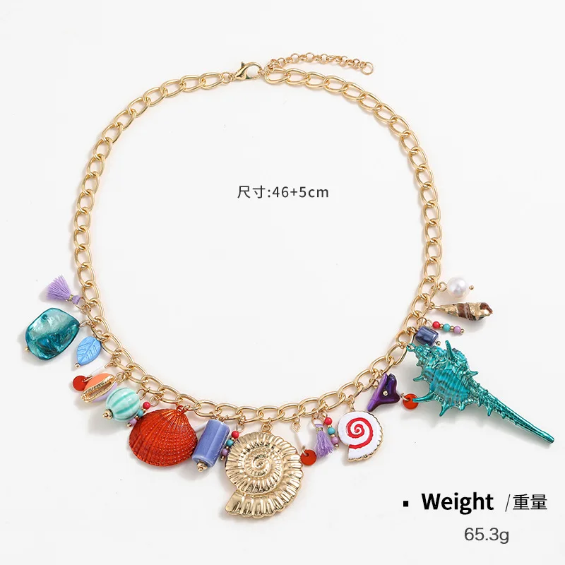 2024 Spring/Summer New Beach Style Shell Pendant Exaggerated Necklace Women\'s Fashion Necklace