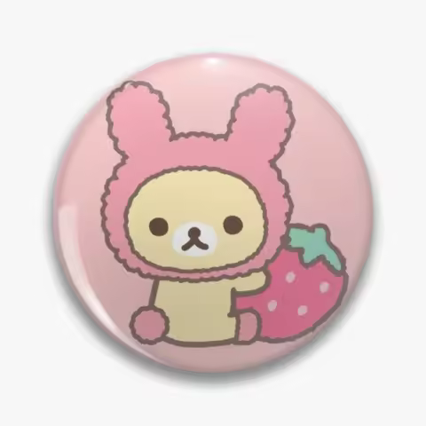 Rilakkuma Customizable Soft Button Pin For Women Creative Jewelry Funny Badge Strawberry Korilakkuma Cartoon Lover Hat