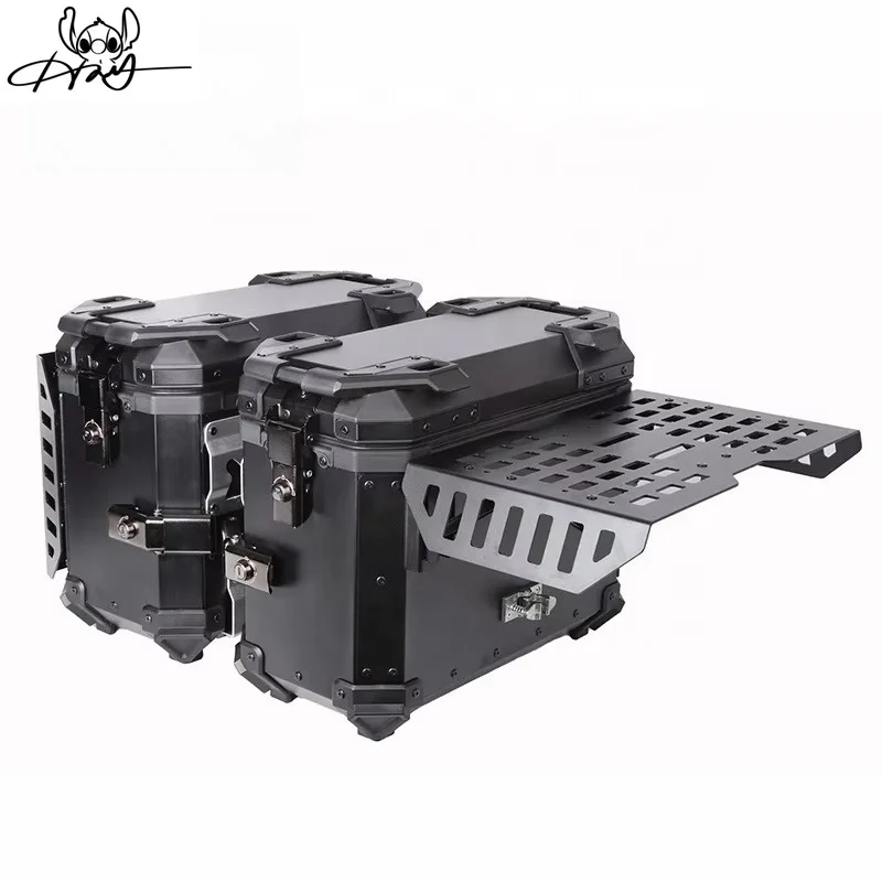 Multifunctional Armored Black Aluminum Alloy Three Boxes Motorcycle Tail Box Side Box Scooter Trunk 45L/38L