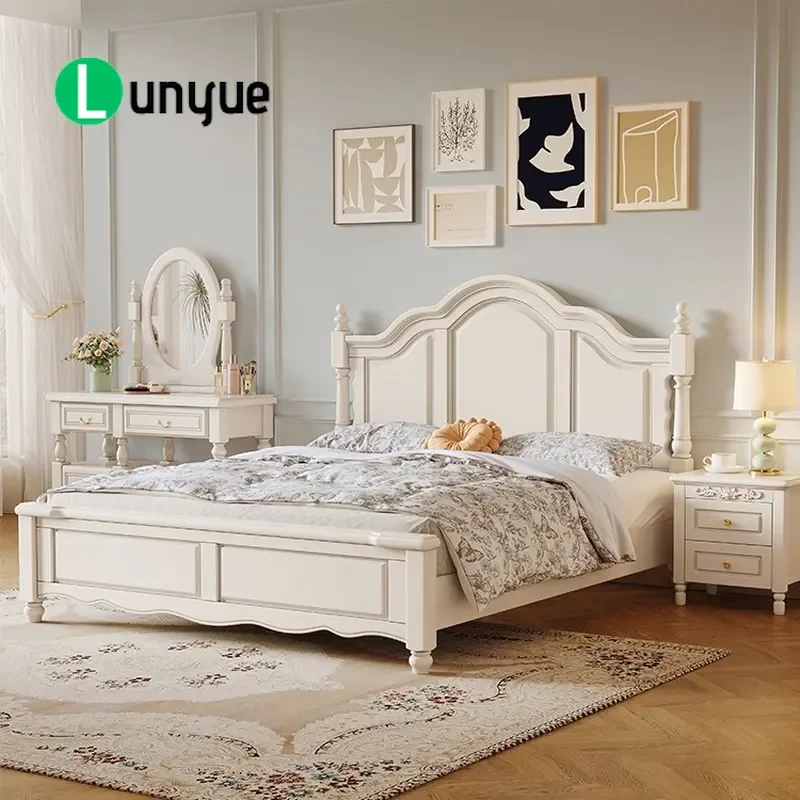 American Solid Wood Bed 1.8m Double Bed Modern Simple Storage Furniture Princess Wedding Light Luxury Master Bedroom