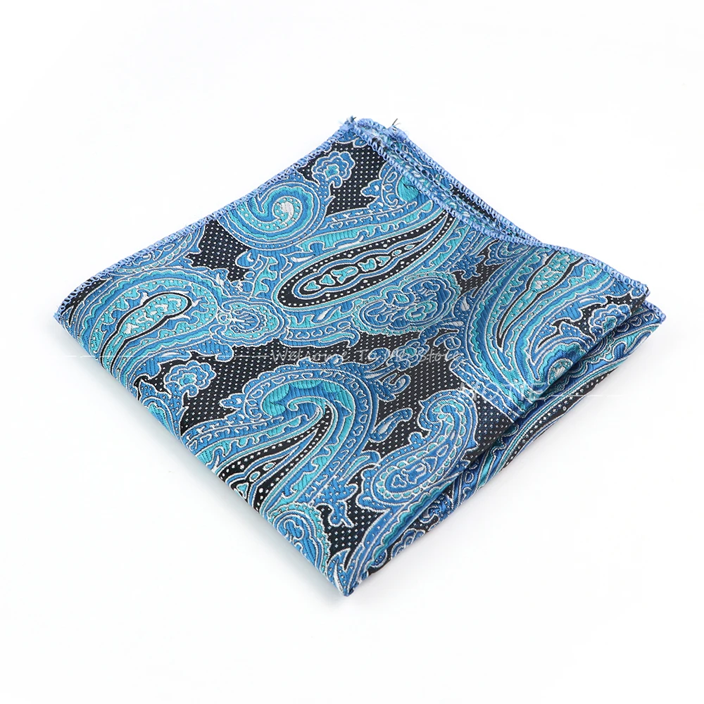 Lenços Paisley graciosamente para jantar, lenços quadrados de bolso casual, azul e marrom, acessórios para camisa diária, venda quente