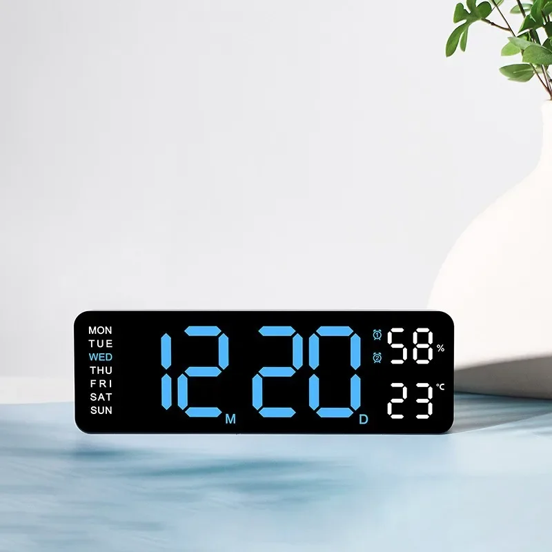 Voice Control Alarm Clock USB Powered LED Digital Clocks Temp Date Week Display 12/24H DST Brightness Adjustment 2-Alarms Clocks