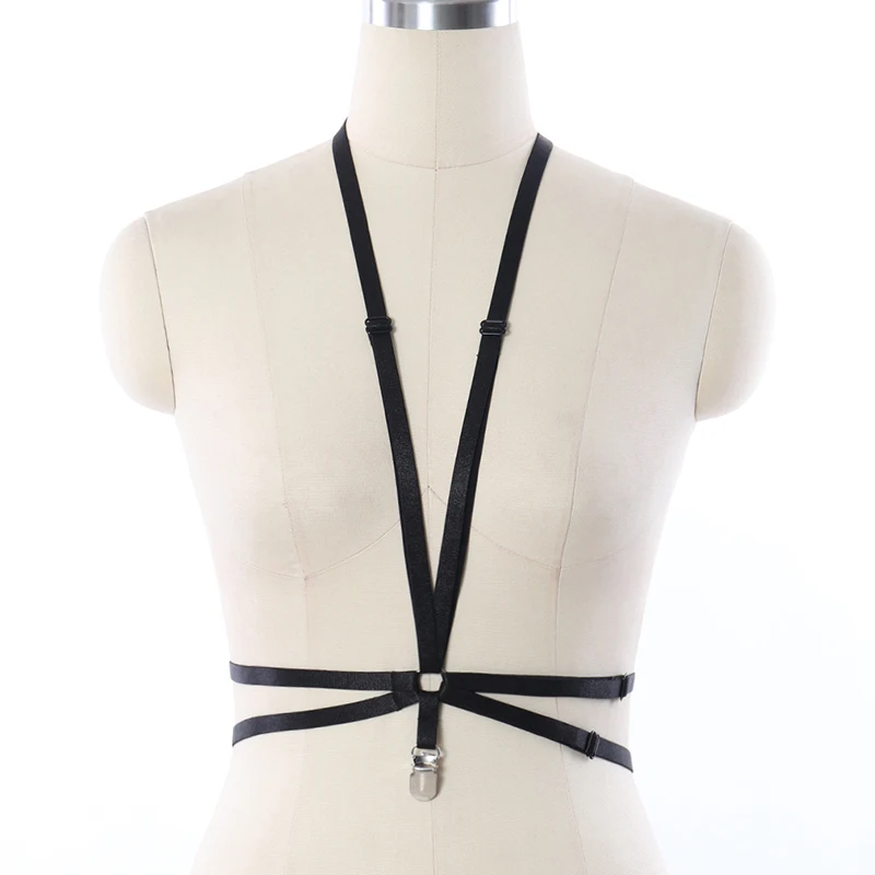 

BONDAGE STRAPPY Women Sexy Lingerie Body Harness Crop Top Cage Bra Elastic Fetish Adjustable Clip Bondage Harness Suspender Belt