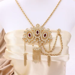Arab Brides Plus Size Double Pendants Necklace Coarse Twist Chain Sweater Chain Moroccan Fashion Accessories