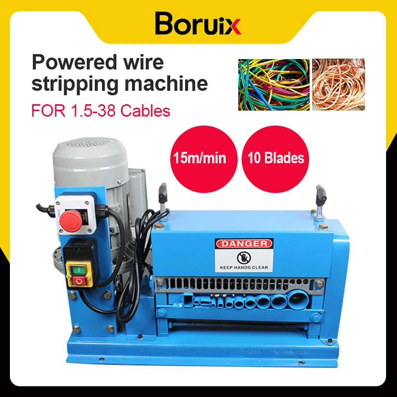 Powerful 370W 1.5-38MM Wire Stripping Machine with 10 Blades, Compatible with 220V/110V Electric Cable Stripping