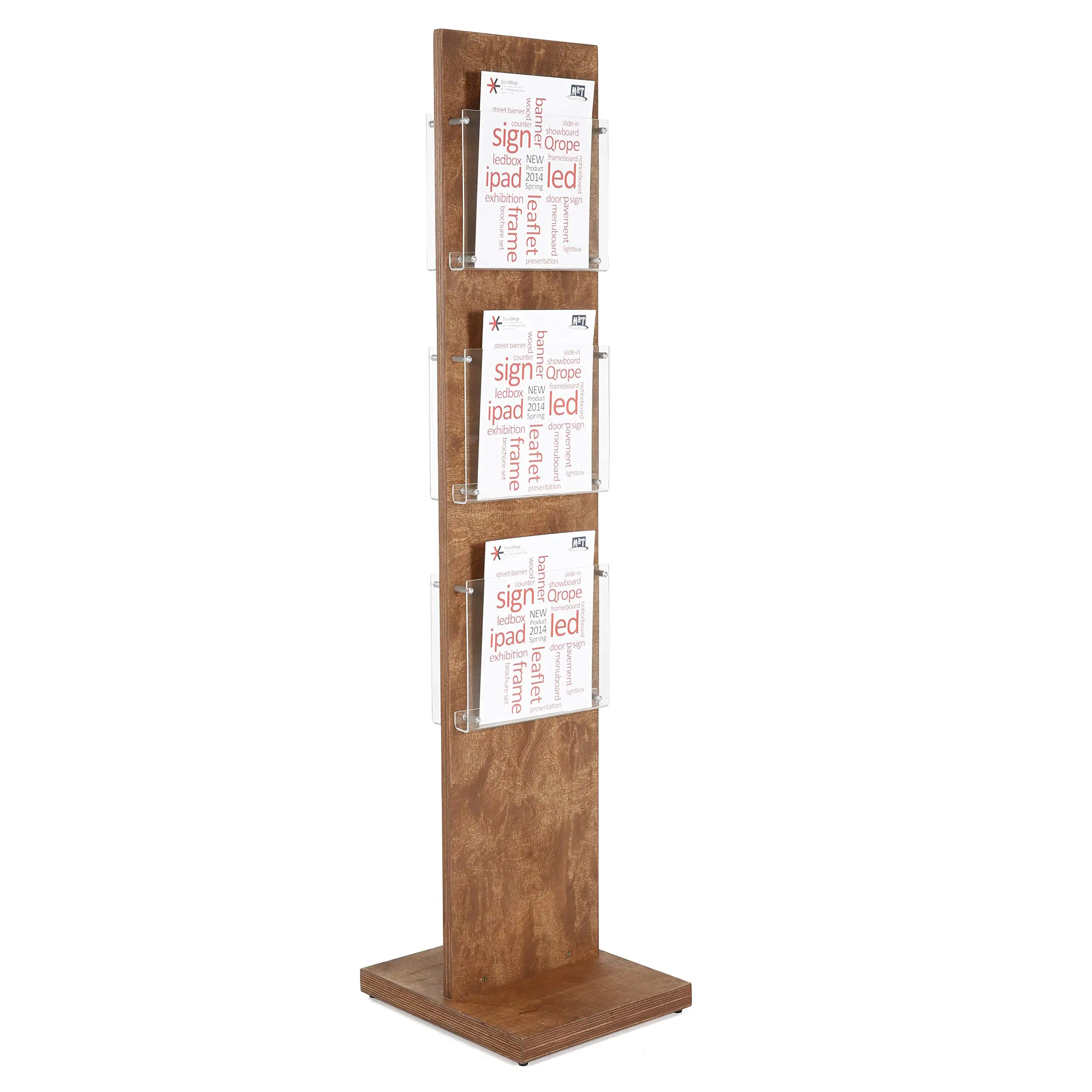 Double Sided, Plywood Poster Stand, Literature Holder, Magazine Rack, Brochure Display Stand, Catalog Leaflet, Flier