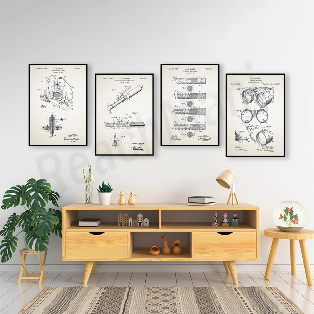 Welding equipment, welding decoration, welding tools, printable welding art patent posters, technical posters,