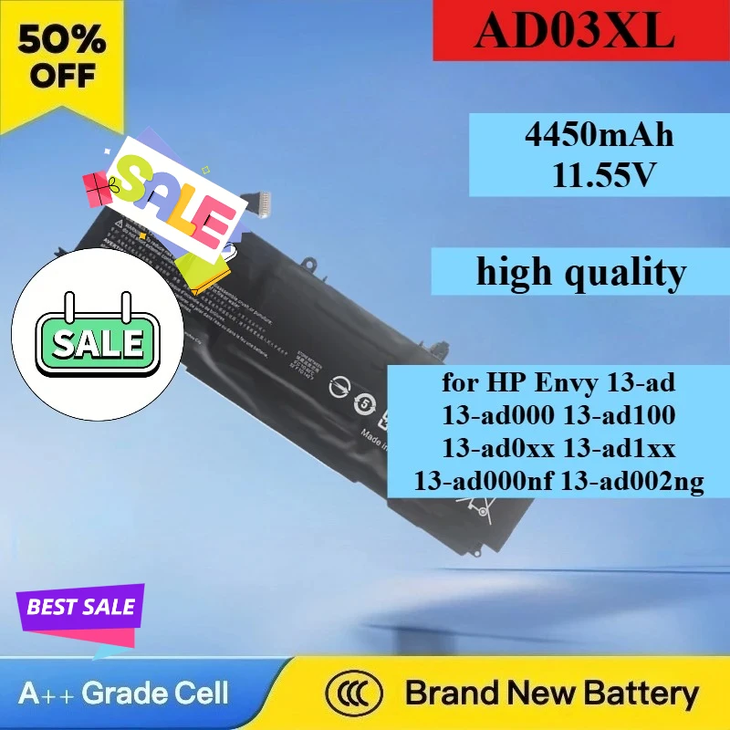 

11.55V 51.4Wh Brand New AD03XL Laptop Battery for HP Envy 13-ad 13-ad000 13-ad100 13-ad0xx 13-ad1xx 13-ad000nf 13-ad002ng