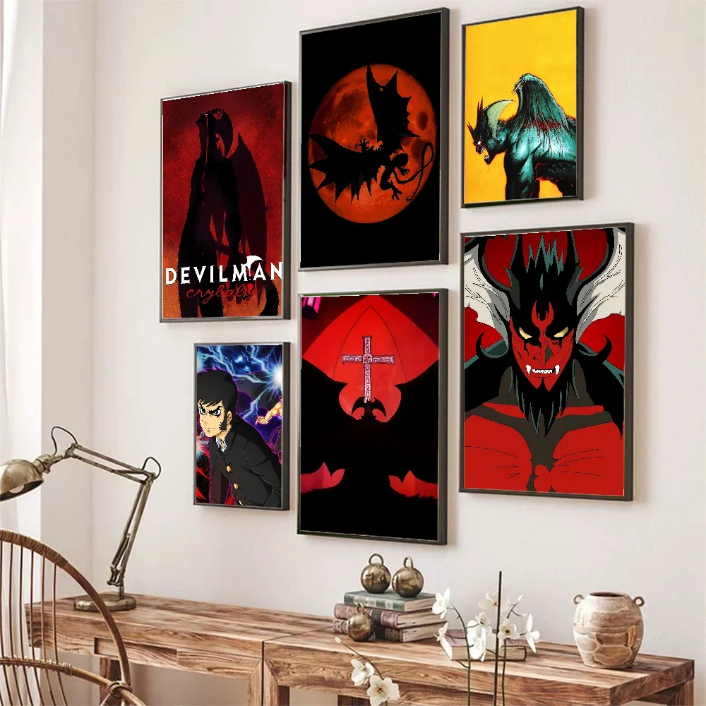 Anime Devilman Crybaby Poster Self-adhesive Art Poster Retro Kraft Paper Sticker DIY Room Bar Cafe Vintage Decorative Painting