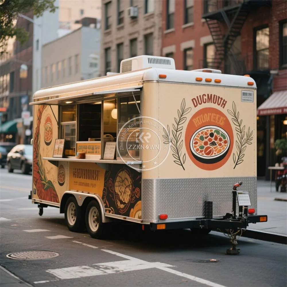 Customized Food Truck Street Pizza Hot Dog Cart Mobile Concession Ice Coffee Food Trailer With Full Kitchen