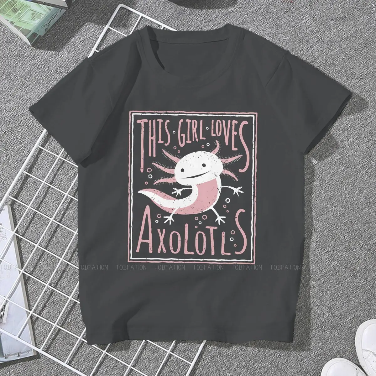 Axolotl Lover Girls T Shirt Girl Loves Female Tops Graphic Funny Tees Ladies 4XL Cotton Tshirt