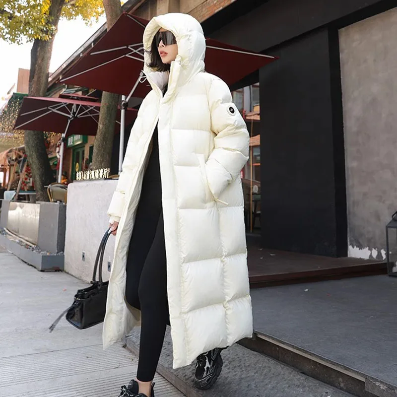 Winter Warm Hooded Loose High-Quality Thick Women Down Jacket 2025 New Temperament Solid Color Goose Down Women Down Jacket H491