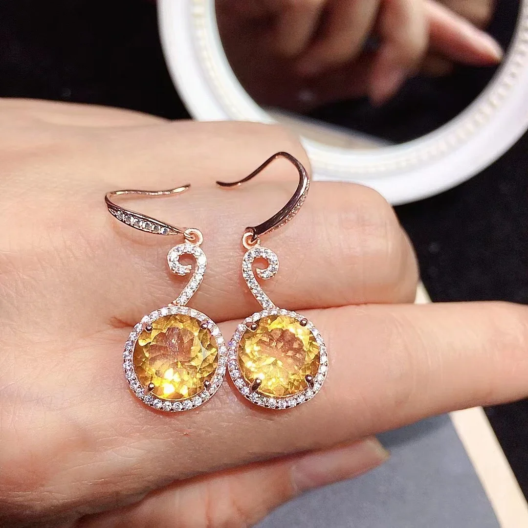 

Total 8ct Natural Citrine Drop Earrings for Wedding 10mm VVS Grade Citrine Earrings Solid 925 Silver Yellow Crystal Jewelry