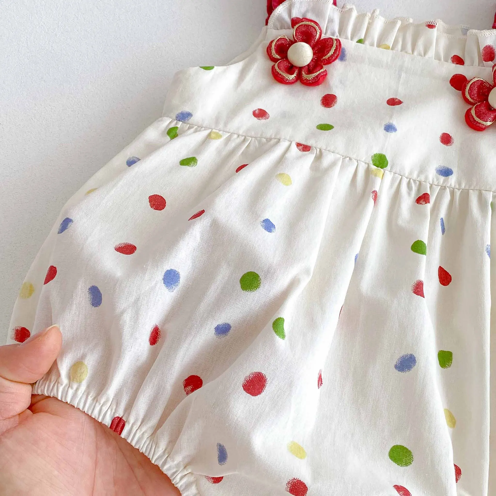 Vêtements pour filles, body et vêtements pour nourrissons à pois colorés, une pièce, 2025