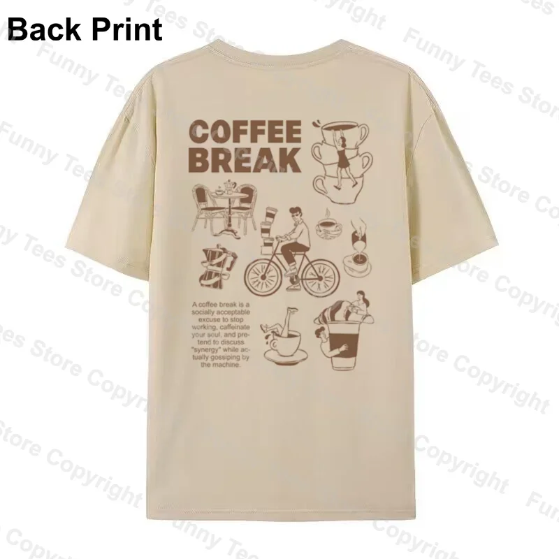 Coffee Break Retro Graphic Tees Cute Funny Coffee Lover T Shirt Barista Shirt Women Men Oversized Aesthetic Streetwear Top Gifts