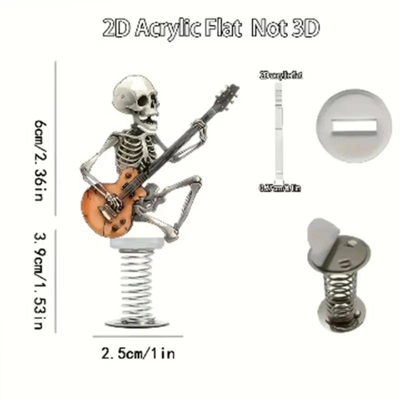 Rock Style Skull Guitar Car Ornaments Spring Swing Creative Decoration 2D Car Personalized Decoration Small Objects 2026