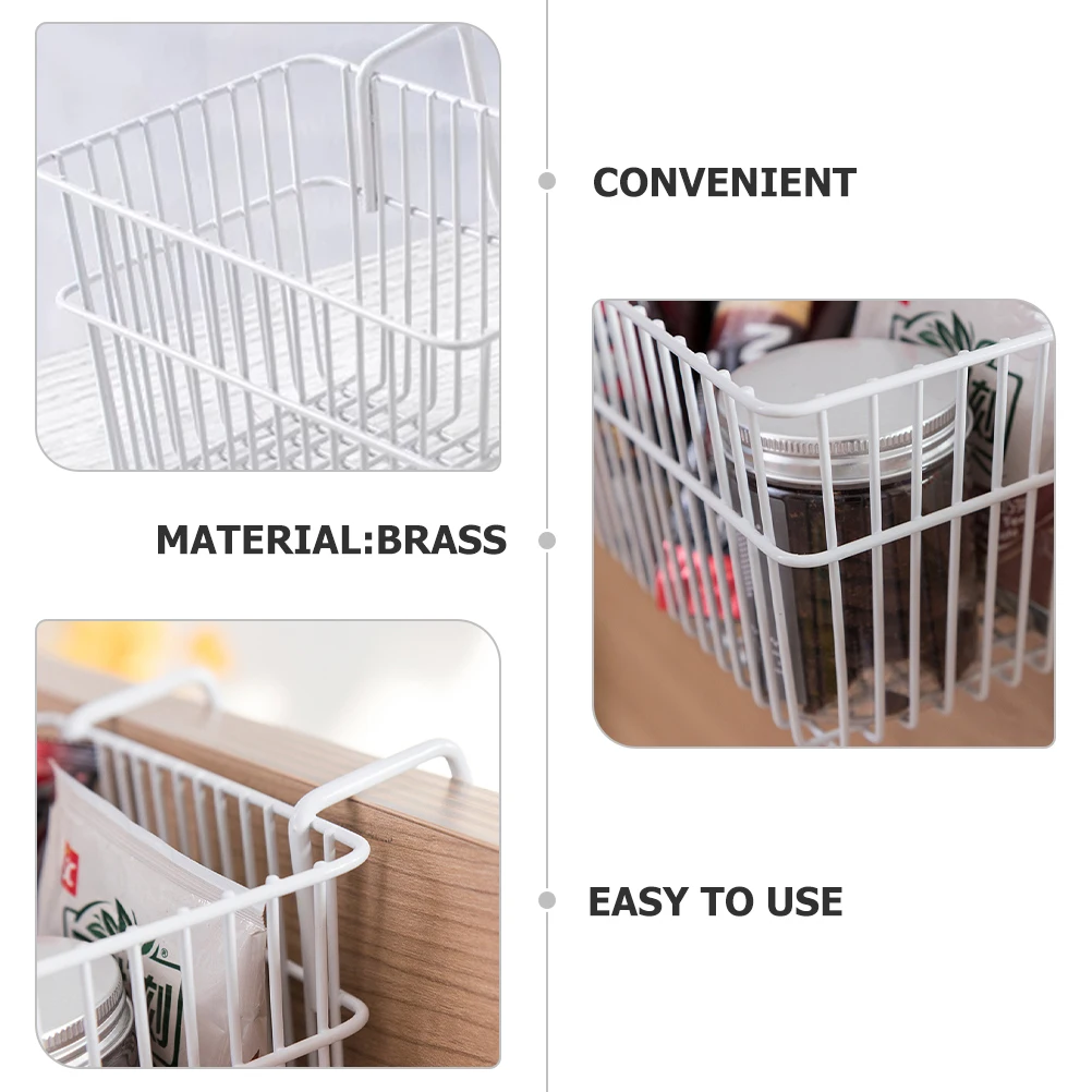 

Metal Grid Storage Basket Wire Rack White Large Capacity Kitchen Organizer Hanging Wall Bathroom Shelf Household