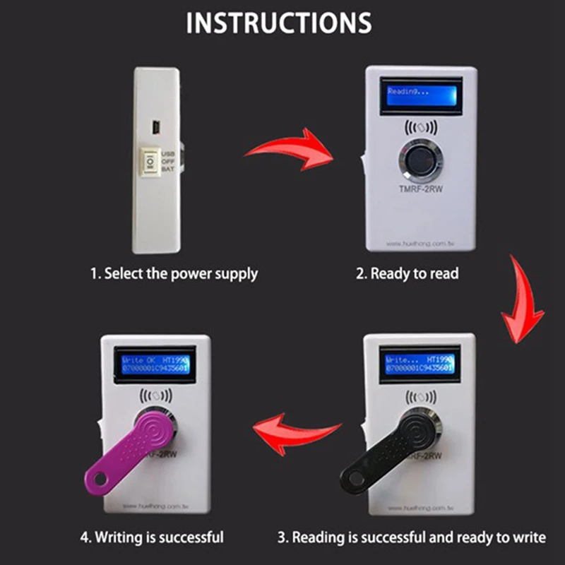TMRF-2RW Ibutton Programmer DS1990A Duplicator Cloner Copier 125Khz RFID Reader Writer RW1990 Key Token T5577 RFID