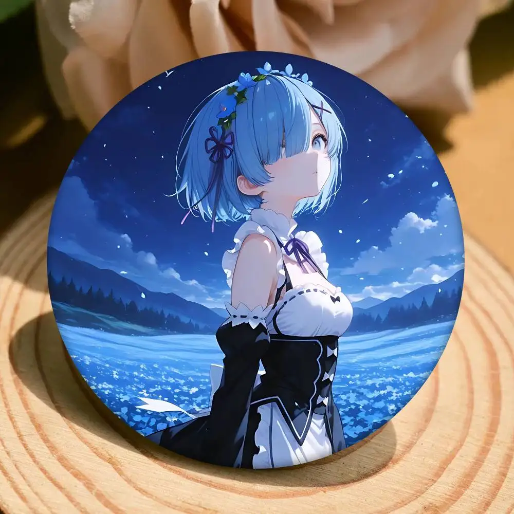 Re Zero R-Rem Badges 32/44/58mm Round Cartoon Brooches Handmade Pins For Backpack Jewelry Accessories Gifts Creative Badge