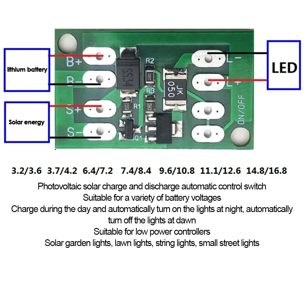 Controller solare Ricarica Interruttore luce stradale Circuito Controller di ricarica Interruttori circuito Scheda di ricarica batteria al litio