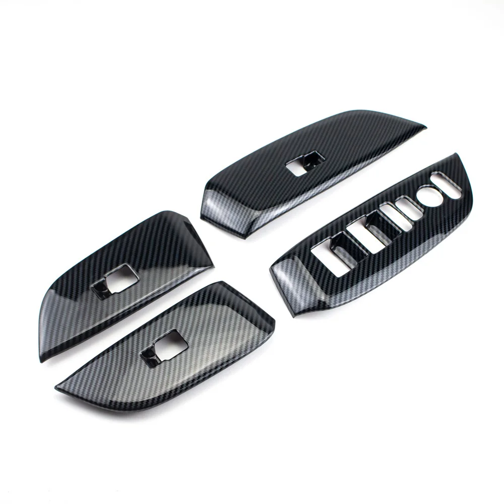 4pcs ABS Carbon Fiber Color Window Glass Lift Trim Switch Button Panel Interior Decorative for Honda City 2020-2024