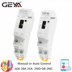 GEYA Manual Control Household Contactor Din Rail Type Modular Contactor 2P 25A 2NO or 2NC 220V