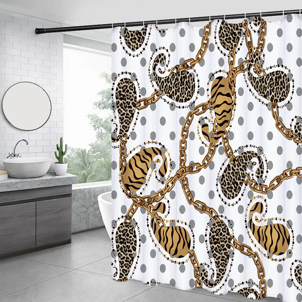 Individuality Printed Curtains Bathroom Curtain Frabic Waterproof Polyester Bathroom Curtain with Hooks