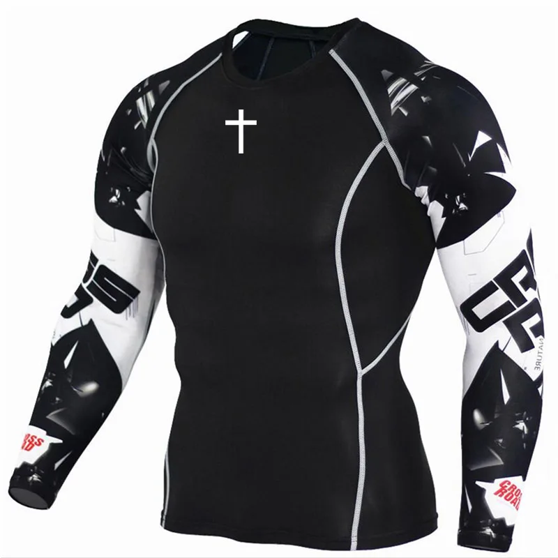 Compression Sun Protection Shirt Men Rashgarda MMA Long sleeves Running T-shirt Quick dry Gym Sweat Sports New Tops & Tees 2024