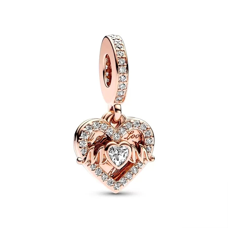 Rose Gold Beads Series Retro Camera Rabbit Family Tree Crown Heart Dangle Charm Fit Original Silver 925 Pandora Bracelet Jewelry